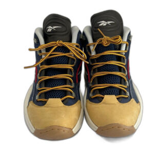 Reebok Question Mid Sneaker Shoe Size 9 1/2 Color Blue Ink Conrad Brown Wheat